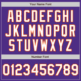 Custom Purple White-Orange Bomber Full-Snap Varsity Letterman Two Tone Jacket