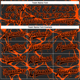 Custom Black Orange Abstract Network 3D Pattern Design Bomber Full-Snap Varsity Letterman Jacket