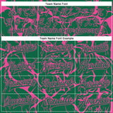 Custom Kelly Green Pink Abstract Network And Tiger 3D Pattern Design Bomber Full-Snap Varsity Letterman Jacket