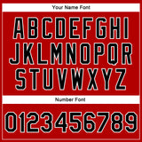 Custom Red Black-White 3D Pattern Design Bomber Full-Snap Varsity Letterman Jacket