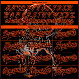 Custom Black Orange Wolf 3D Pattern Design Bomber Full-Snap Varsity Letterman Jacket