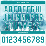 Custom Light Blue Teal-White Watercolor Winter Landscape With Snowy Trees 3D Pattern Design Bomber Full-Snap Varsity Letterman Jacket