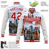 Custom White Red Cincinnati Ohio City Edition 3D Bomber Full-Snap Varsity Letterman Jacket