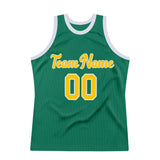 Custom Kelly Green Gold-White Authentic Throwback Basketball Jersey