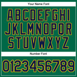 Custom Kelly Green Navy-Gold Authentic Sleeveless Baseball Jersey