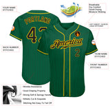 Custom Kelly Green Black Pinstripe Black-Gold Authentic Baseball Jersey