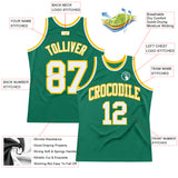 Custom Kelly Green White-Gold Authentic Throwback Basketball Jersey