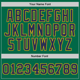 Custom Kelly Green Navy-Gold Authentic Throwback Basketball Jersey