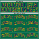 Custom Kelly Green Navy-Gold Authentic Throwback Basketball Jersey