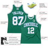Custom Kelly Green White-Light Blue Authentic Throwback Basketball Jersey