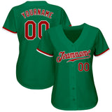 Custom Kelly Green Red-White Authentic Baseball Jersey
