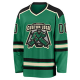 Custom Kelly Green Cream-Black Hockey Jersey