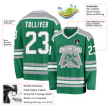 Custom Kelly Green White-Gray Hockey Jersey