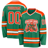 Custom Kelly Green Orange-White Hockey Jersey