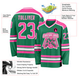Custom Kelly Green Pink-White Hockey Jersey