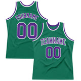 Custom Kelly Green Purple-White Authentic Throwback Basketball Jersey