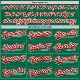 Custom Kelly Green Red-White Authentic Throwback Baseball Jersey