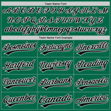 Custom Kelly Green Black-White Authentic Throwback Baseball Jersey