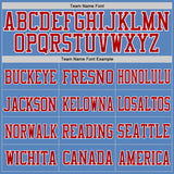 Custom Light Blue Red-White Mesh Authentic Football Jersey