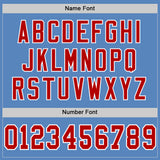 Custom Light Blue Red-White Mesh Authentic Football Jersey