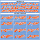Custom Light Blue Orange-White Authentic Sleeveless Baseball Jersey