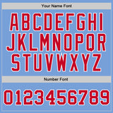 Custom Light Blue Red-White Authentic Throwback Basketball Jersey