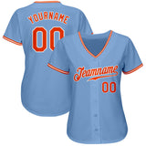 Custom Light Blue Orange-White Authentic Baseball Jersey