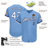 Custom Light Blue White-Navy Authentic Baseball Jersey