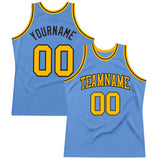 Custom Light Blue Gold-Black Authentic Throwback Basketball Jersey