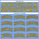 Custom Light Blue Gold-Navy Authentic Throwback Basketball Jersey