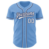 Custom Light Blue White-Navy Authentic Baseball Jersey