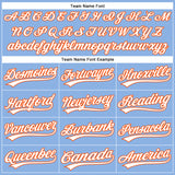 Custom Light Blue White Pinstripe Orange Authentic Baseball Jersey