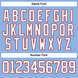 Custom Light Blue White-Red Hockey Lace Neck Jersey