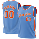 Custom Light Blue Orange-White Authentic Throwback Basketball Jersey