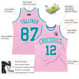 Custom Light Pink Teal-White Authentic Throwback Basketball Jersey
