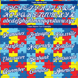 Custom Colorful White-Royal Autism Supporter Awareness Puzzle Pieces 3D Pattern Long Sleeve Performance T-Shirt