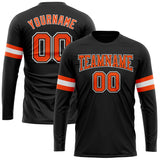 Custom Black Orange-White Long Sleeve Performance T-Shirt