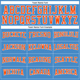 Custom Powder Blue Orange-White Long Sleeve Performance T-Shirt