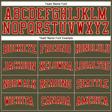 Custom Olive Red-Cream Long Sleeve Performance Salute To Service T-Shirt