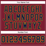 Custom Crimson Navy-Gold Long Sleeve Performance T-Shirt