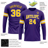 Custom Purple Gold-White Long Sleeve Performance T-Shirt
