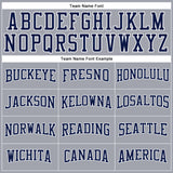 Custom Gray Navy-White Long Sleeve Performance T-Shirt