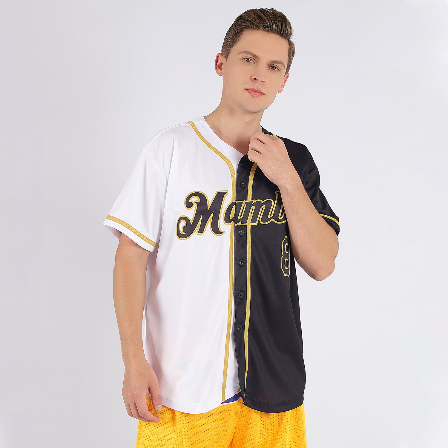 Custom White Black-Old Gold Two-Button Unisex Softball Jersey Discount –  snapmade