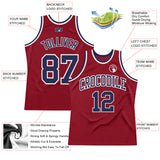 Custom Maroon Navy-White Authentic Throwback Basketball Jersey