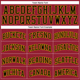 Custom Maroon White Pinstripe Black-Gold Authentic Basketball Jersey