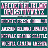 Custom Midnight Green White-Pink Mesh Authentic Football Jersey