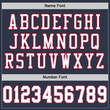Custom Navy White Red-Gray Mesh Authentic Throwback Football Jersey