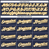 Custom Navy White-Gold Authentic Sleeveless Baseball Jersey