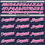 Custom Navy White Pinstripe Pink-White Authentic Baseball Jersey