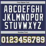 Custom Navy White-Gold Authentic Throwback Basketball Jersey